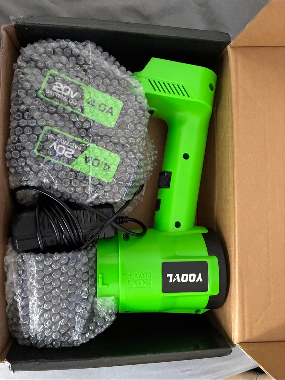 Voolv 20V Portable Cordless Blower - Bright Green hand held blower,